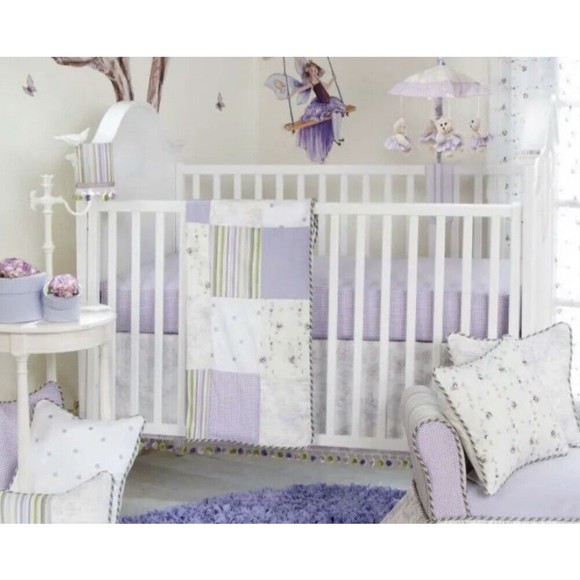 Other - Baby Crib Bedding Set Purple Lavender Toile Garden Gingham Floral Patchw…
